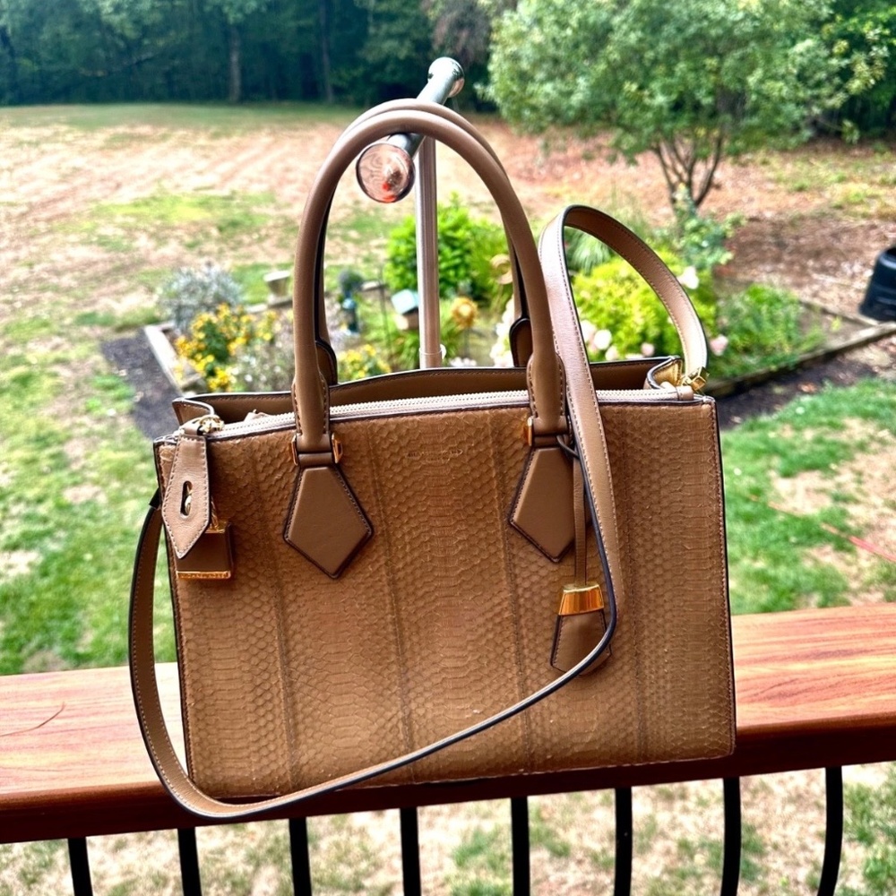 Michael Kors Collection Desert Genuine snake Casey Crossbody Lge Satchel  $1495